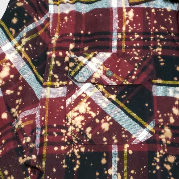 Angry Minnow Brushed Flannel Red Plaid Shirt Sz Lg "Money can't buy happiness" - Picture 4 of 12